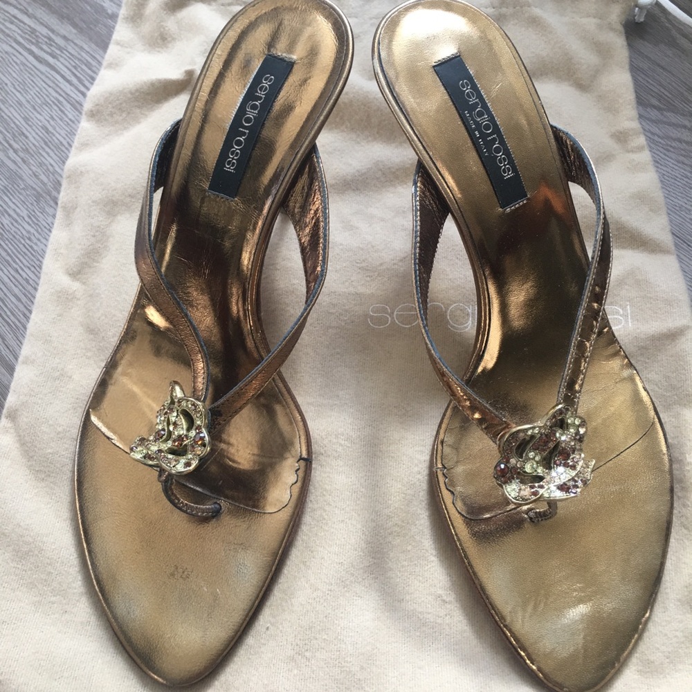 Sergio Rossi glamorous jeweled thongs